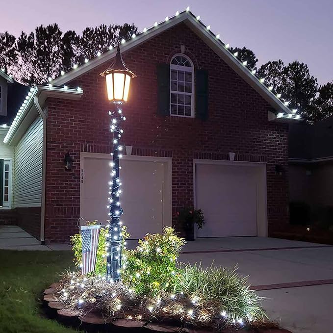 100 LED 5MM Cool White Christmas Lights, 33FT Indoor/Outdoor String Light, Mini Lights for Garden, Patio, Christmas Trees - Green Wire, Commercial Grade, UL Listed