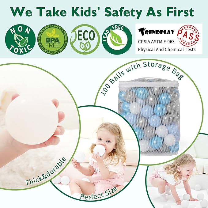 TRENDPLAY Plastic Balls for Ball Pits 2.2 Inch, Pack of 50 100 200 500 Hollow Balls, Perfect for Toddler Baby Pools,Party,Festival Decoration