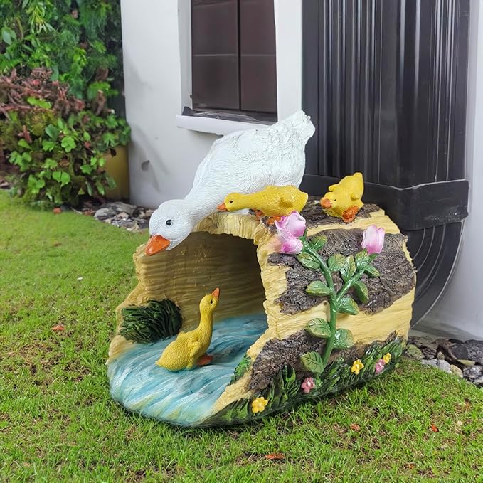 Duck Statues Gutter Extension Garden Decoration, Resin Outdoor Decor, Animal Downspout Diverter, 3"4" Extender Splash Block