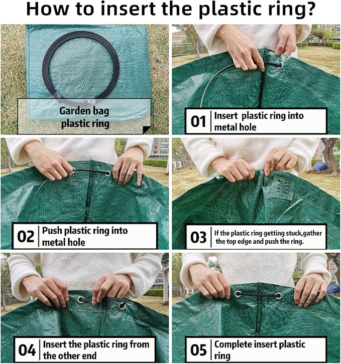 2 Pack 137 Gallons Reusable Yard Waste Bags with Double Bottom Extra Large Lawn Leaf Bags Heavy Duty With 4 Reinforced Handles Garden waste Bags Containers for Debris Grass Clipping