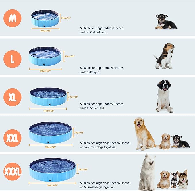 Yaheetech Foldable Dog Pool Collapsible Hard Plastic Dog Swimming Pool Portable Pet Pools Doggie Wading Pool Bath Tub for Puppy Small Medium Large Dogs, 55 x 12 Inches Blue