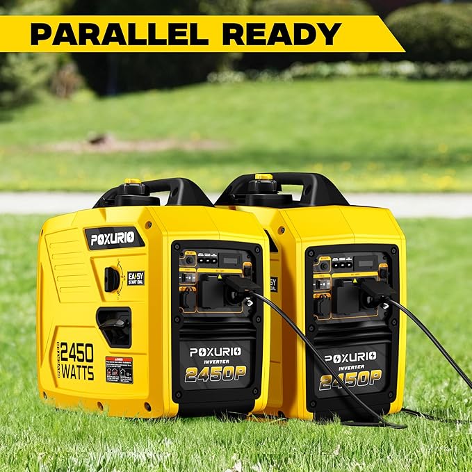 2450-Watt Portable Inverter Generator for Home Use, 6L/1.6Gallon Large Fuel Tank Up to 8.3 Hours Use, 120V Gas Powered Generator Super Quiet - EPA Compliant,Yellow