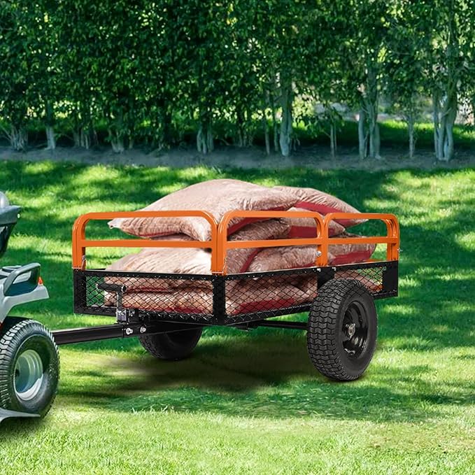 Heavy Duty Steel Dump Cart,1500 Lbs Utility Garden Cart with Wheels,15 Cubic Feet Garden Utility Trailer with Removable Sides,Hand Pull or Foot Pedal Dump Cart for Atvs, Utvs Lawn Garden Tractors