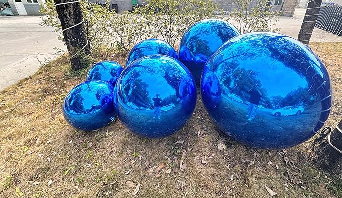 Big Shiny Balls Giant Inflatable Mirror Balls for Events & Decor - Party, Advertising, Shows, Stage Decoration - Hanging & Standing-Various Sizes & Colors - Blue (2.5m/8.2ft)