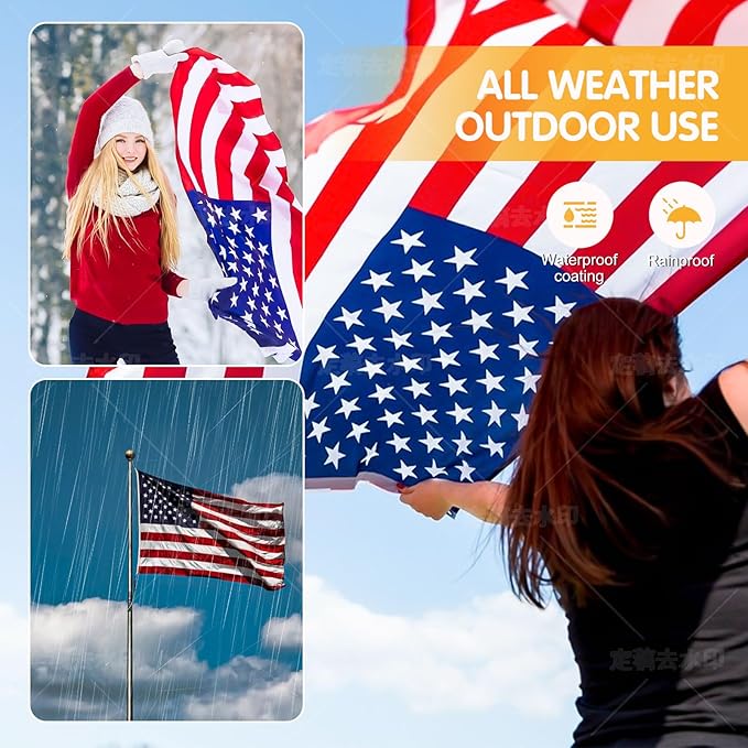 American Flag for Outside 4x6 Ft Upgraded Thickened Spun Polyester Series Fade-Resistant Ultra Durable Tear-Resistant Heavy Duty USA US Flags Heavy Duty , Embroidered Stars, Sewn Stripes, Brass Grommets