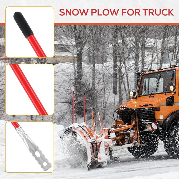 Lasnten 2 Pcs 27 Inch Snow Plow Blade Markers Guide Kit Steel Wire Inside Bolt on Bumper Guides High Visibility Easy Installation for ATV Western Snowplows(Red)