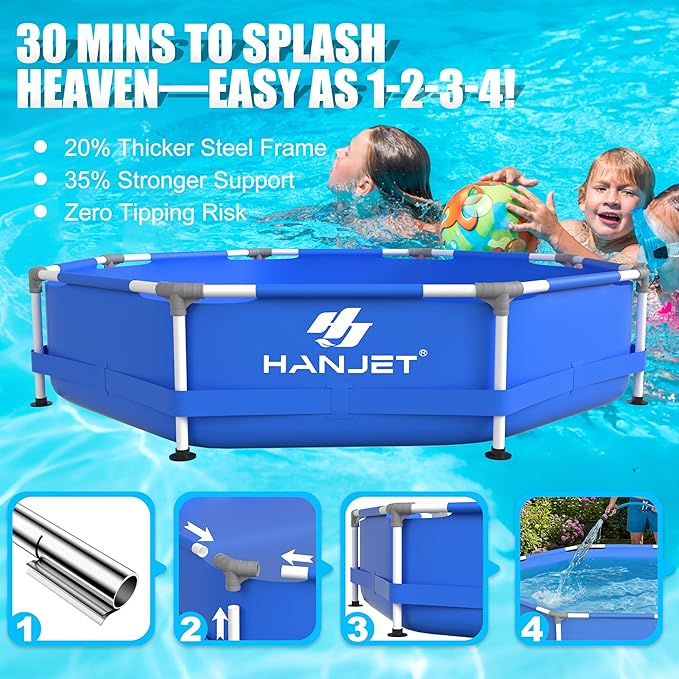 Inflatable Pool for Kids and Adults, 8 FT x 20.04 Inch Oversized Round Thickened Family PE Swimming Pool for Toddlers, Outdoor, Garden, Backyard, Summer Water Party Dog
