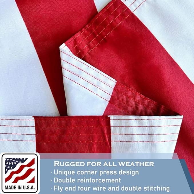 American US Flag 2x3 FT 100% Made in The USA- Heavy Duty Vibrant Colors Double Sided United States Flag with 2 Brass Grommets for Home/Company/Indoor Outdoor Decoration (FMAA Certified)