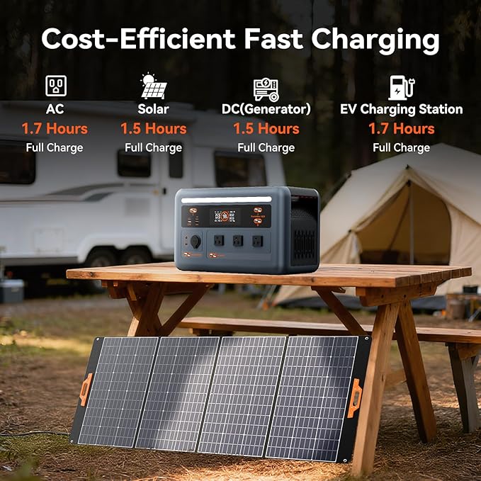 OSCAL PowerMax 1800 Portable Power Station, 1024Wh LiFePO4 Battery, 1800W AC (3600W Surge)/100W USB-C Output,Solar Generator(Solar Panel Optional) for Camping, RV, Home Backup Power