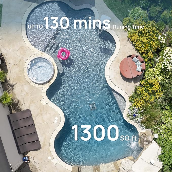 (2025 Upgrade) Cordless Robotic Pool Vacuum for Above Ground Pools, 130-Mins Runtime Pool Cleaner with Self-Parking & 1300 Sq. Ft Coverage, Powerful Suction & 6600mAh (White&Green)