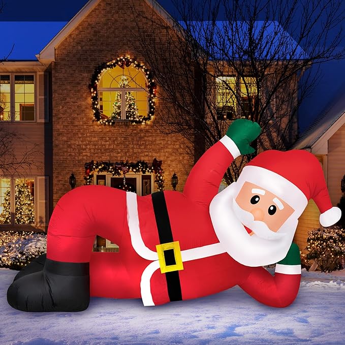 Holidayana Christmas Inflatables Large 10 ft Lounging Santa - Inflatable Outdoor Christmas Decorations Blow Up X-mas Decorations for Yard, Lawn & Garden Internal Lights & Built-in Fan