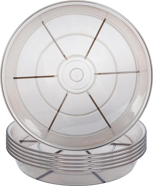 6 Pack Plant Saucer Drip Tray, 4 5 6 8 9 10 12 14 16 18 inch, Heavy Sturdy Plastic Planter Flower Pot Saucers for Indoor Outdoor Garden, Plant Water Drip Trays for pots Base (6", Grey)