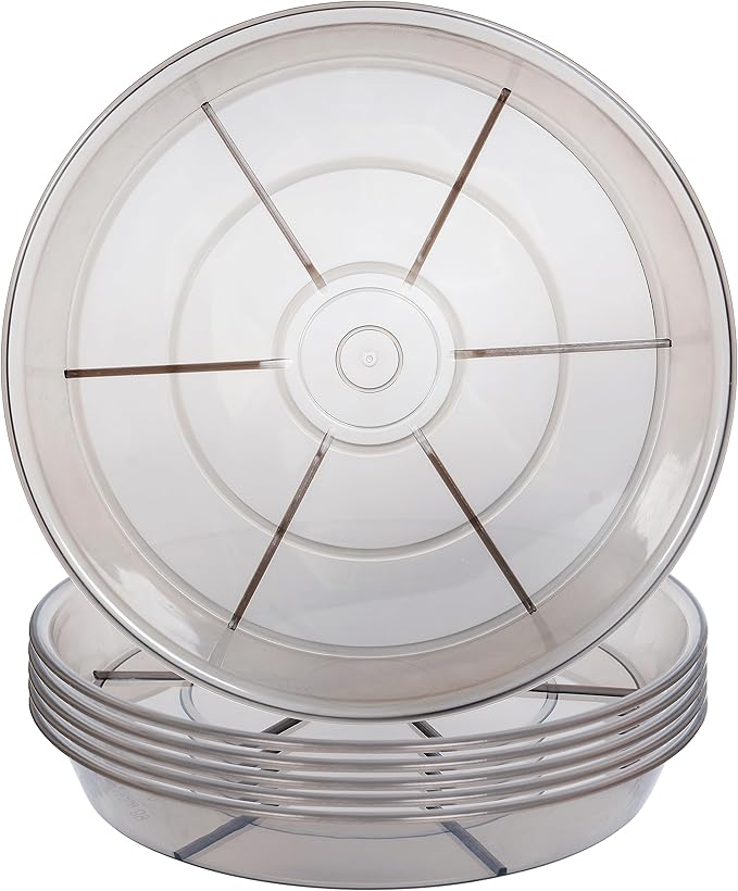 6 Pack Plant Saucer Drip Tray 11 12 inch, Pot Base for Plants Indoor, Heavy Sturdy Plastic Planter Flower Pot Saucers for Outdoor Garden, Plant Water Drip Trays for pots (12", Grey)