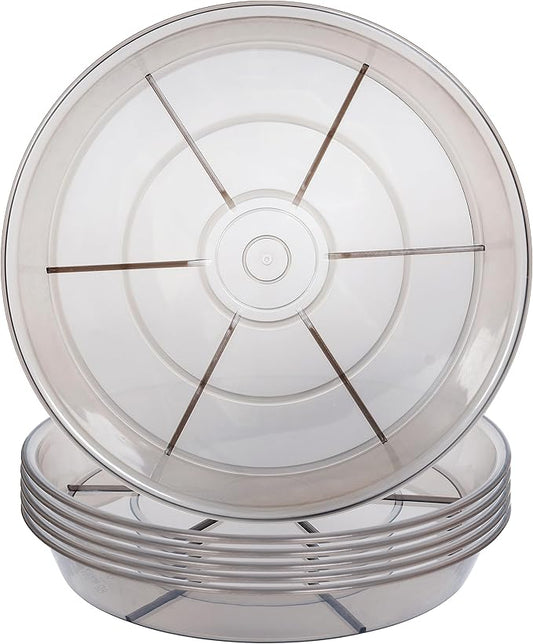 6 Pack Plant Saucer Drip Tray 11 12 inch, Pot Base for Plants Indoor, Heavy Sturdy Plastic Planter Flower Pot Saucers for Outdoor Garden, Plant Water Drip Trays for pots (12", Grey)
