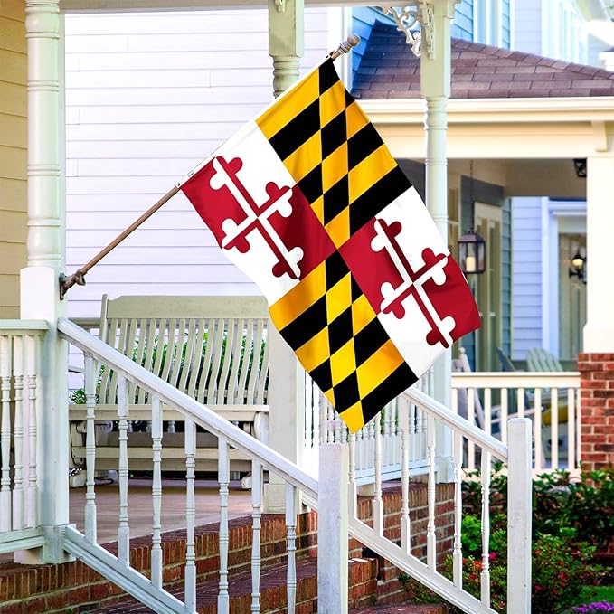 Maryland States Flag 2x3 Outdoor Made in USA - Double Sided Heavy Duty Vivid Color Maryland MD Flags with 2 Brass Grommet