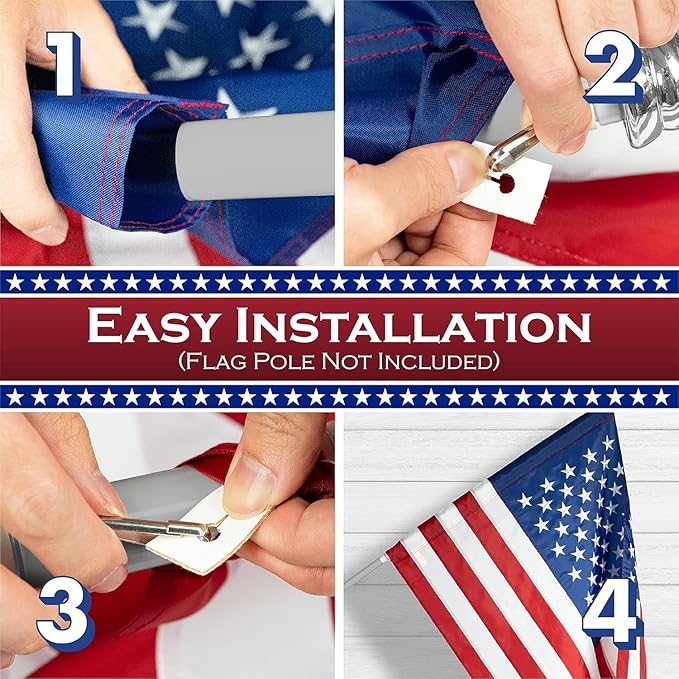 Pole Sleeve Flag 3x5,Us Flag Pole Sleeve,New 420D Polyester,Heavy Duty Durable TearProof,Embroidered Stars,Sewn Stripes,UV Protection,Water Resistant,Sleeved American Flag (Pole NOT Included)