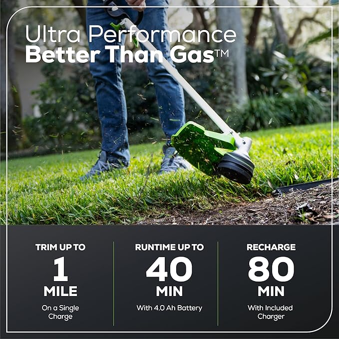 Greenworks 60V 16" Brushless Cordless String Trimmer, Attachment Capable, 4.0 Ah Battery & Charger