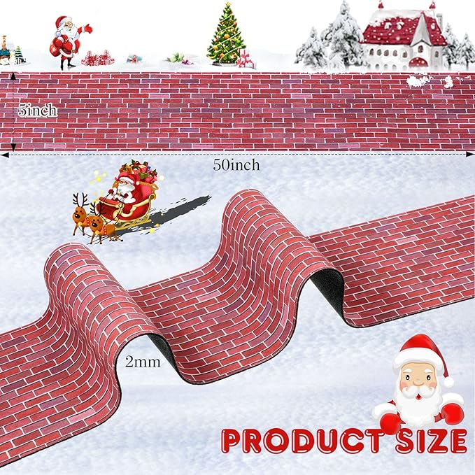 Marspark Christmas Village Accessories 5 x 50 Inch Christmas Miniature Road Village Street Mat Xmas Snow Street Decorations for Little Landscape(Red Brick Style)