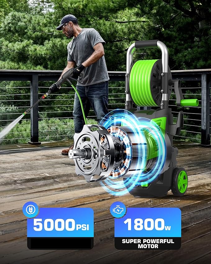 Pressure Cleaner, Portable Power Cleaner with 4 QC Nozzles and Soap Bottle, Cleaner Machine for Cars/Home/Driveways/Patios/Decks/Fences