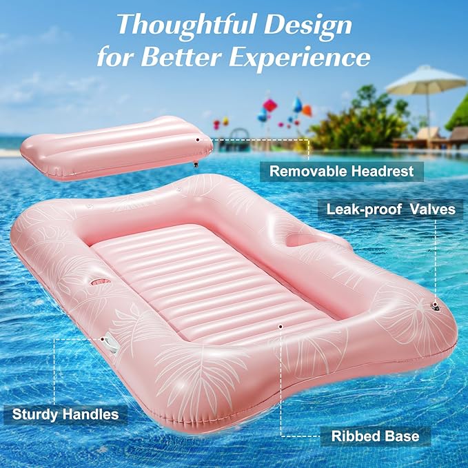 HeySplash Pool Lounger Float for Adult, Inflatable Pool Floats Bed Cooling Contour Lounger Rafts, Water Rafts for Lake, Outdoor Beach Pool Party