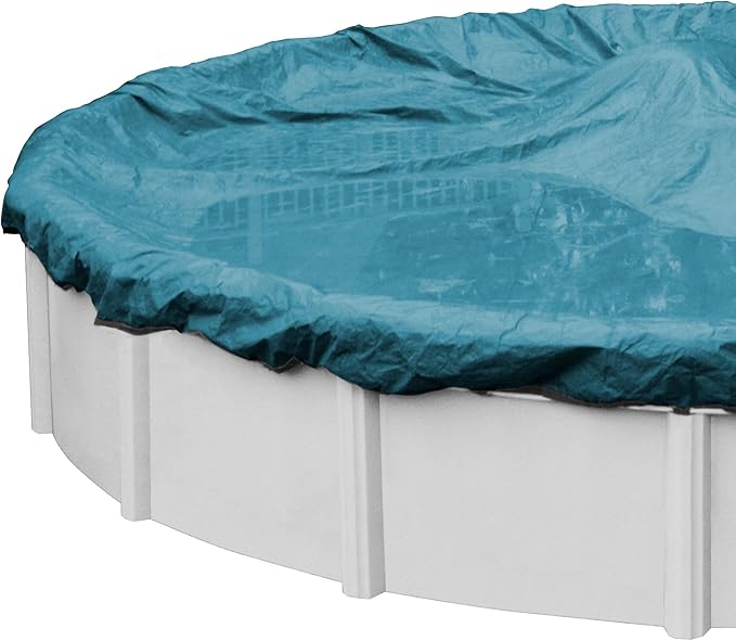 Robelle 18 ft Extra Heavy Duty Blue Winter Pool Cover for Above Ground Pools, 4 ft Overlap (22 ft Cover Size), Solid 10 x 10 Scrim, 2.91 oz/yd2, 12-Year Warranty, Style: 5818-4-ROB