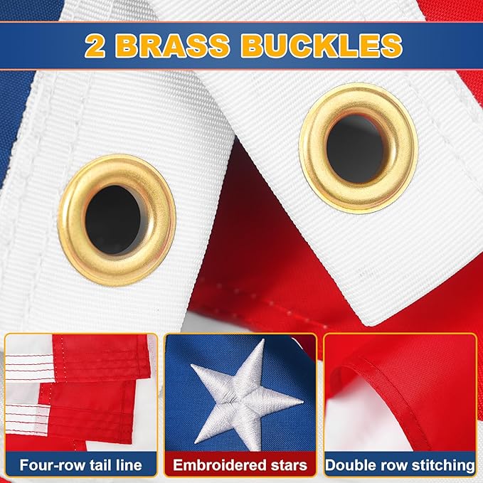 4x6 American Flag Outdoor Heavy Duty,4by 6 American Flag,US Flag,4' x 6' America Flag,America Flags For Outside 4x6,Embroidered USA Flags 4x 6,Long Lasting Best High Wind all Weather US Flags