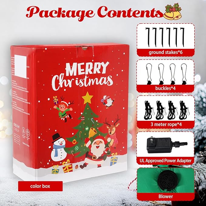 MUMTOP Christmas Inflatable Outdoor Decoration, 7.8 FT Candy Cane Christmas Inflatables with Joy Sign, Elk, Snowman and Santa Blow Up Lighted Holiday Displays for Garden Yard Outside Winter Decor