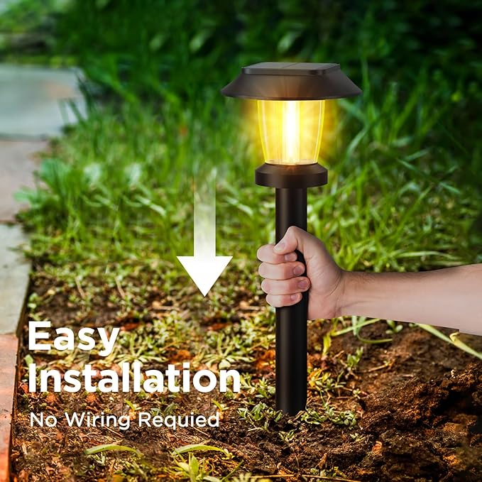 ALEPOD Solar Pathway Lights Outdoor - 12 Pack Solar Powered Garden Lights Waterproof, Decor Landscape Lighting with Three Lighting Modes for Yard, Lawn, Walkway, Driveway, Warm White