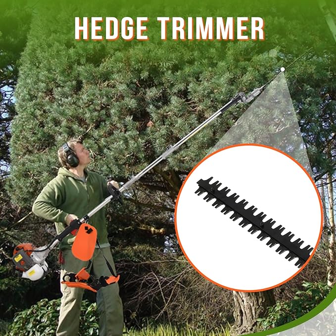41.5cc Gas Hedge Trimmer Weed Eater 5 in 1 Multi Functional Trimming Tools Gas Weed Wacker Pole Saw for Tree Trimming Brush Cutter String Trimmer Lawn Edger