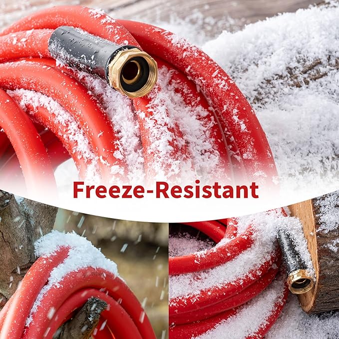 Garden Hose 75ft x 3/4” Hot Water Hose, Heavy Duty -50°F to 190°F,Burst 600Psi Flexible Upgraded Rubber Hoses,3/4” Solid Fittings for All-weather Outdoor Lawn & Garden