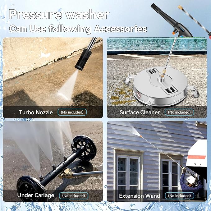 5000 PSI Adjustable Pressure Cleaner, 2025 New Power Cleaner Pressure Adjustable (2500PSI-5000PSI) with 33ft Pressure Hose, 4 Nozzle and Detergent Tank for Cars, Upgraded Blue