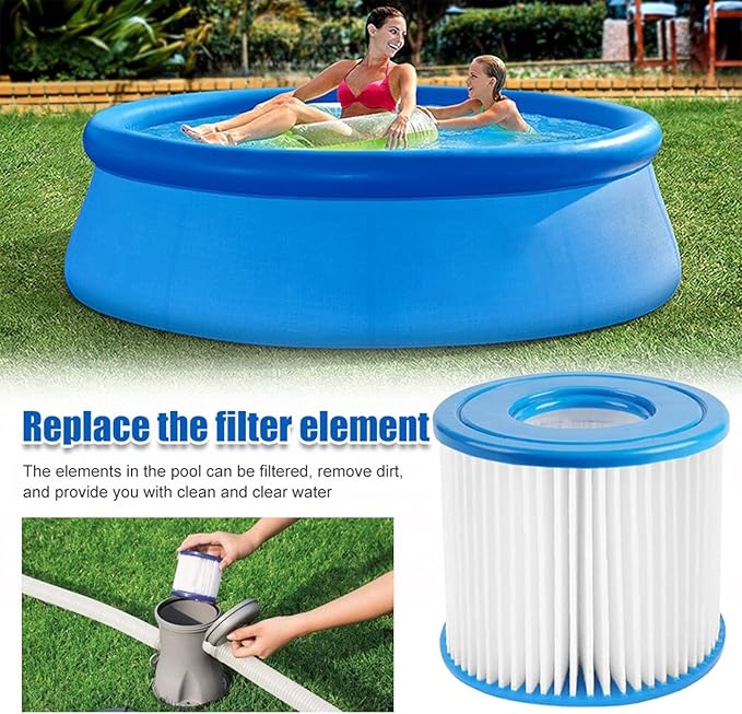 Type D Pool Filter Cartridge Replacement Compatible with Summer Waves P57100102, P57000104, Intex Type D, Summer Escapes Pool Filter, VII Filter, RX600 Above Ground Pools Pool Pump, 12 Pack