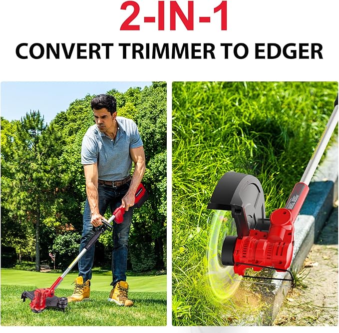 PowerSmart 40V MAX String Trimmer & Edger 2-in-1(with Automated Feed Spool)+ 40V Leaf Blower Combo Kit, 4.0Ah Battery and Charger Included
