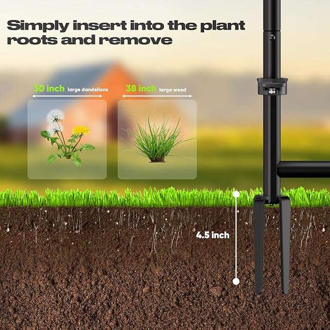 FLORA GUARD Weed Puller Tool with Long Handle - Stand-Up Weeding Tool for Lawn & Garden, Effortlessly Remove Roots Without Bending or Kneeing, Extra Long Gripper for Dandelion & Deep Roots