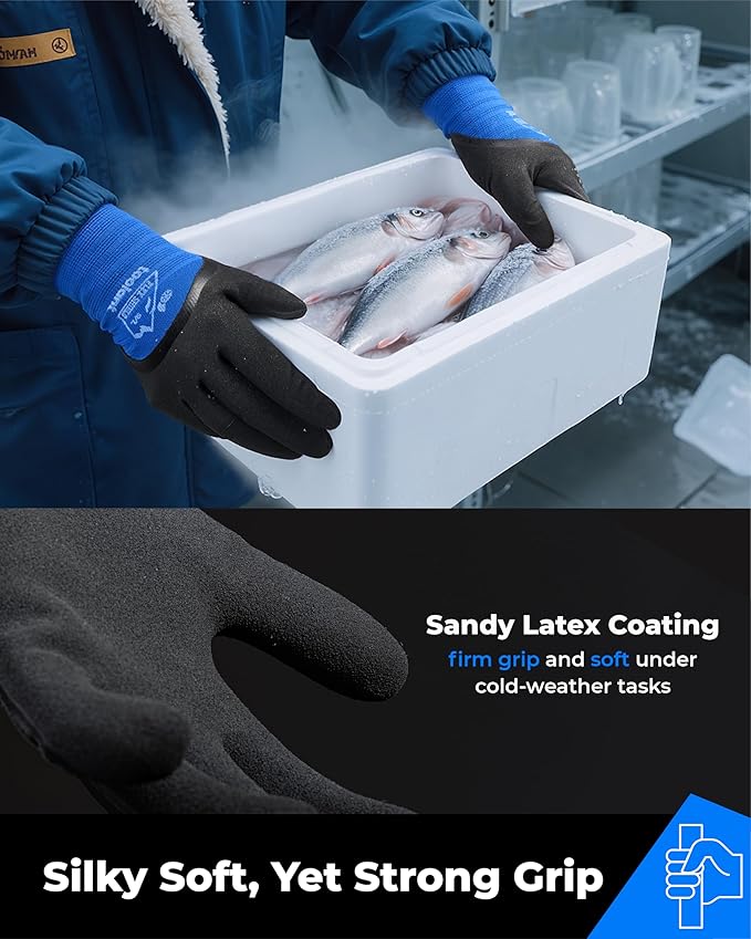 toolant Winter Work Gloves for Men & Women, 3/4 Waterproof Freezer Gloves with Thermal Insulated, Durable, Strong Grip