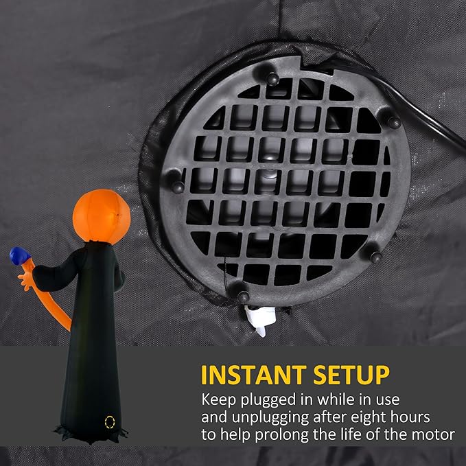 10ft Inflatable Halloween Decoration Pumpkin Head Ghost with Hammer, Waterproof Outdoor Decorations, Blow Up LED Yard Decor for Garden, Lawn, Party, Holiday