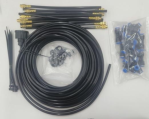 Mixc 50Ft 1/4" Drip Irrigation System,Garden Irrigation Kit with 12pcs Adjustable Copper Nozzles,Automatic Watering System for Outdoor,Raised Bed,Potted Plant,Lawn,Greenhouse Accessories for Yard