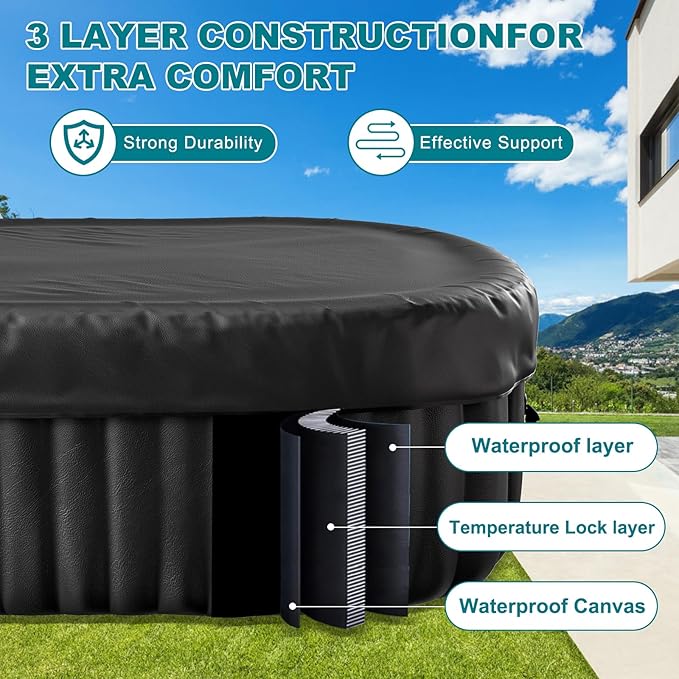 75" X 47" X 25" Hottub, 1-2 Person Inflatable Hot Tub, Portable Blow Up Hot Tub with Side Table, Oval Portable Outdoor Spa with 100 Bubble Jets and Heater Pump, Filter