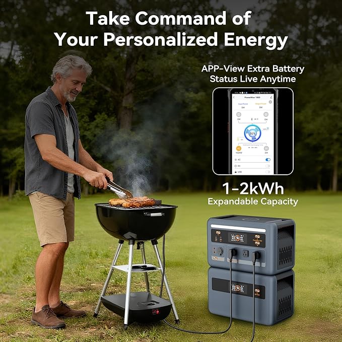 OSCAL PowerMax 1800 Portable Power Station, 1024Wh LiFePO4 Battery, 1800W AC (3600W Surge)/100W USB-C Output,Solar Generator(Solar Panel Optional) for Camping, RV, Home Backup Power