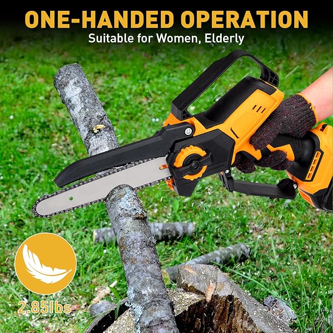 Mini Cordless Chainsaw for Dewalt Battery 20V MAX, 8" & 6" 2-IN-1 400W Electric Brushless Chainsaw with 3000mAh Batteries & Auto Oiler Hand Saw for Wood Cutting, Tree Trimming