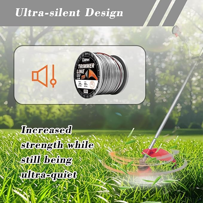 Cluparis 3-Pound Super Heavy Duty Trimmer Line .105-Inch-by-646-ft Square Pro Trimmer Line Spool 3-Component Tri-Extrusion Weed Eater String with Super Line Cutter