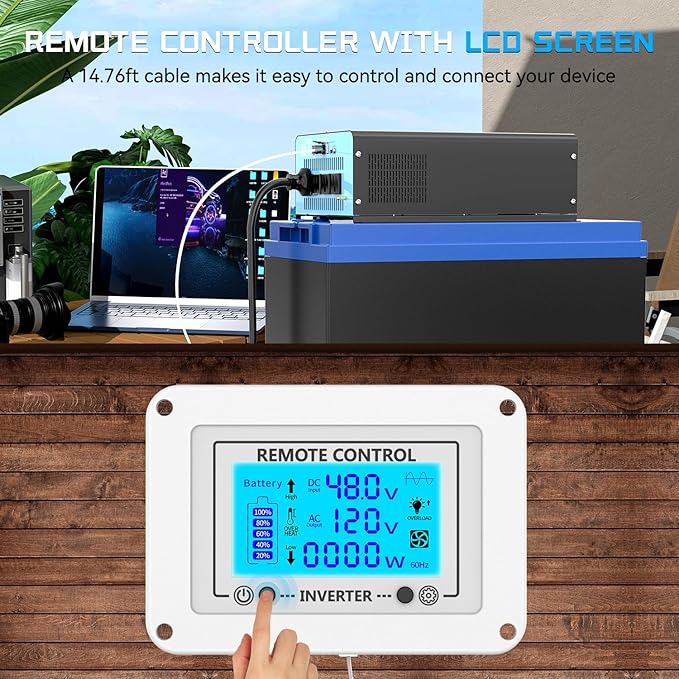 New 48V 2500 Watts Pure Sine Wave Inverter, 48V DC to 110V AC Power Inverter with 4 AC Outlets, USB Port, Type-C Port for Truck, Vehicle, Power Outage, Remote Control with LCD Screen