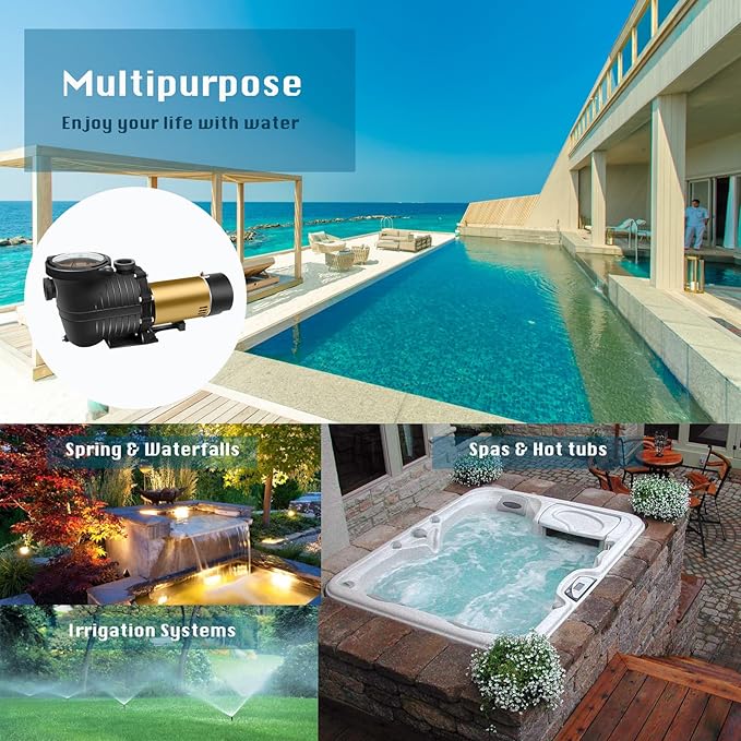 Dual Voltage Above Ground Pool Pump,2.0HP-115/230V In/Pool Pump, Self-priming Swimming Pool Water Circulation Pumps with 1.25" & 1.5“ NPT Unions