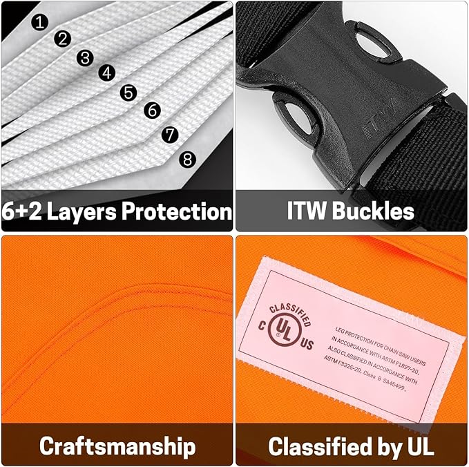 Chainsaw Chaps Apron Wrap 8-layer for Men/Women Loggers Forest Workers Protective Chain Saw Pants Adjustable