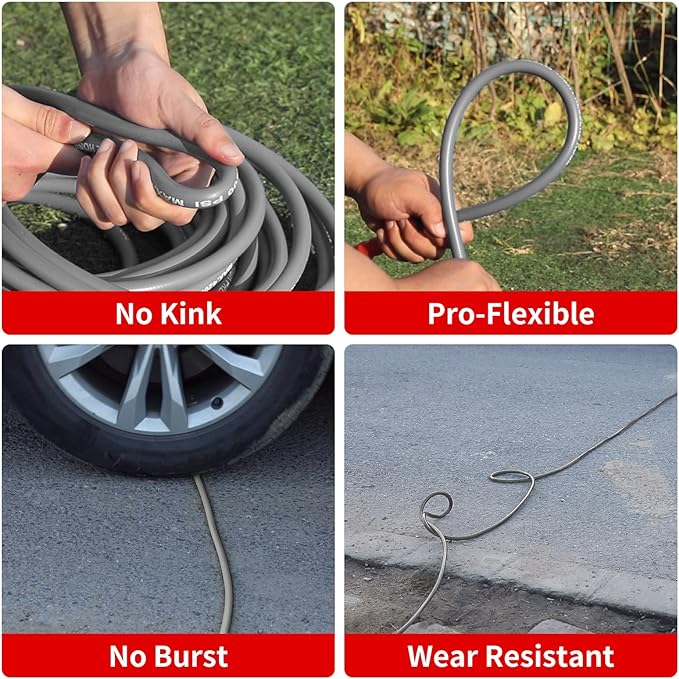 Pressure Washer Hose 200FT, 4200PSI 1/4 Inch Kink Resistant Power Washer Extension Hose, Flexible Heavy Duty Replacement Hose, Compatible with M22 14mm Fittings, High Tensile Wire Braid