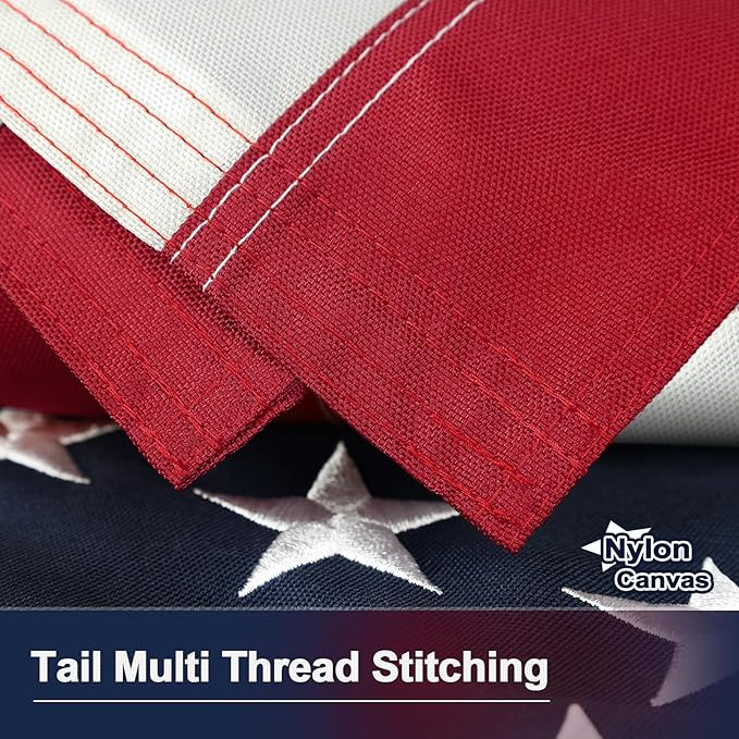 Nylon Canvas American Flag 4x6 FT Luxury TearProof Series for Outside, Sturdy USA Flag 4x6 FT Longest Lasting, Fade High Wind Heavy Duty US Flag with Embroidered Stars, Brass Grommets