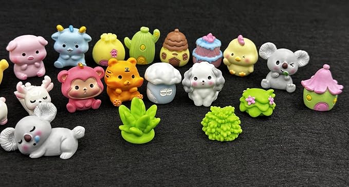 Geiomoo Mini Resin DIY Crafts Set, Miniature Fish Tank Mixed Garden Accessories for Landscape Home Decors (25 Pcs)
