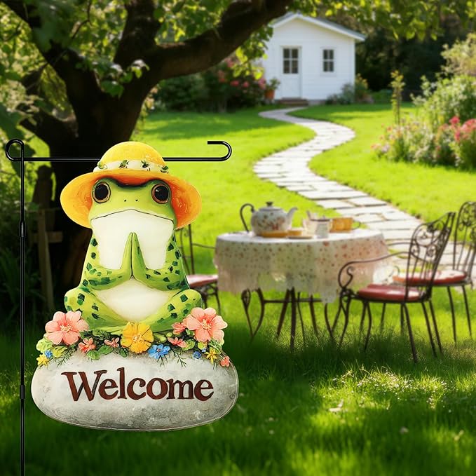 Frog Yoga Garden Flags 12x18 Inch Double Sided, Spring Summer Welcome Banner Small Yard Flags for Outside, Farmhouse Front Porch Home Outdoor Seasonal Decor Holiday All Seasons Decoration