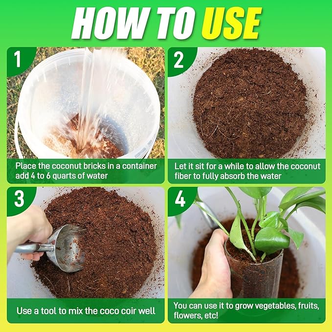 Anothera Coco Coir Brick for Plants- 12 Pack Premium 100% Organic Peat Moss Mix with Low EC & pH Balance, Fiber Coconut Husk for Planting, Gardening, Potting Soil Substrate