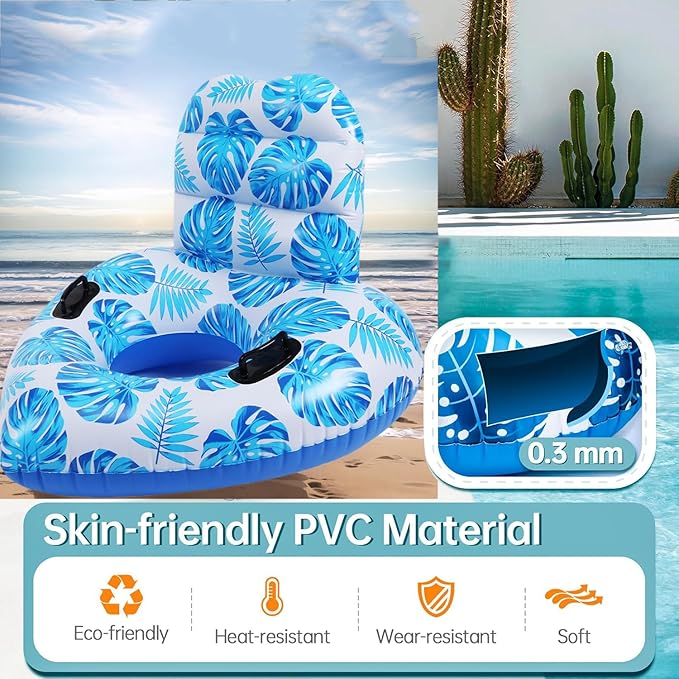 Inflatable Pool Float Lounger - XL Pool Floats,River Tube Floating Chair Sofa with Big Backrest, Blow Up Floaties Lake Raft Lounge with Handle Pool Party for Adults